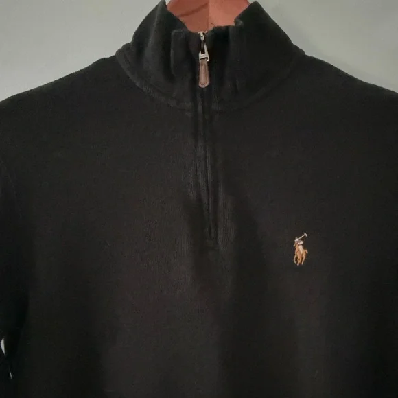 Polo Ralph Lauren Black Quarter Zip Pullover Sweater Size S - Picture 9 of 15